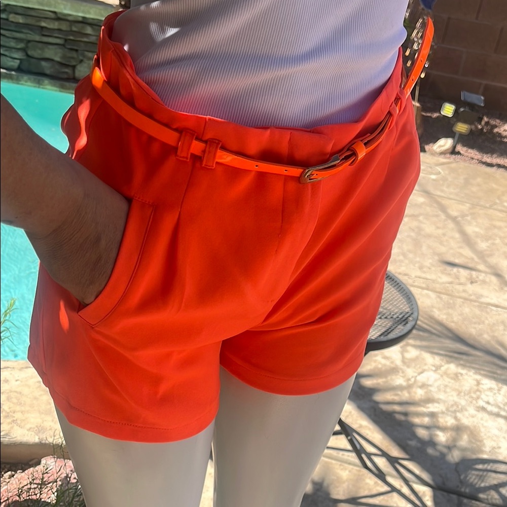 BLVD High Waist Orange Shorts - Picture 5 of 7